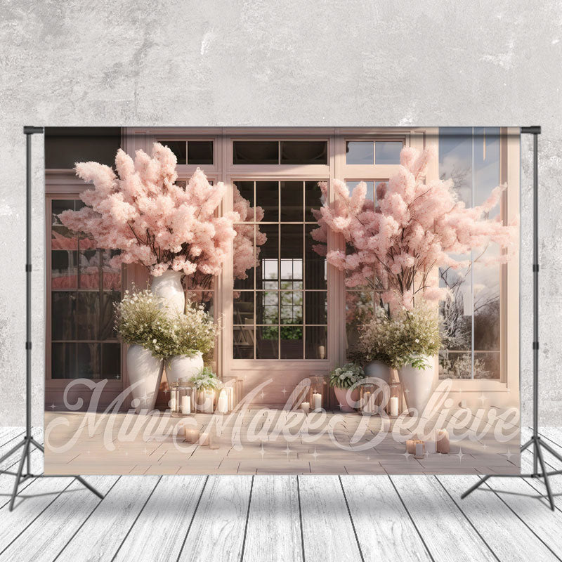 Aperturee - Dense Pink Flower Tree Glass House Spring Backdrop