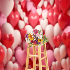 Aperturee - Dense Red Pink Heart Balloon Valentines Day Backdrop