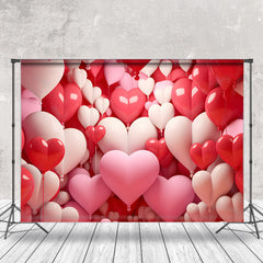 Aperturee - Dense Red Pink Heart Balloon Valentines Day Backdrop