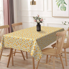 Aperturee - Dense Yellow Floral Pattrens Rectangle Tablecloth