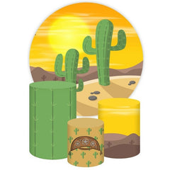 Aperturee Desert Scenery And Cactus Round Birthday Backdrop Kit