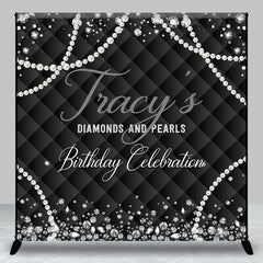 Aperturee - Diamond And Pearls Black Vintage Custom Birthday Backdrop