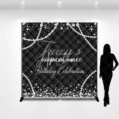 Aperturee - Diamond And Pearls Black Vintage Custom Birthday Backdrop