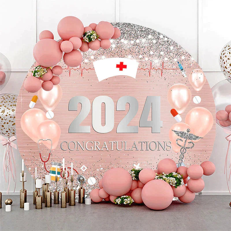 Aperturee Diamond Balloon 2023 Round Nurses Graduation Backdrop