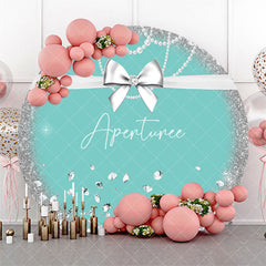 Aperturee Diamond Bowknot Pearl Green Blue Birthday Backdrop