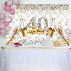 Aperturee - Diamond Champagne Glitter 40th Birthday Backdrop