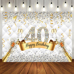 Aperturee - Diamond Champagne Glitter 40th Birthday Backdrop