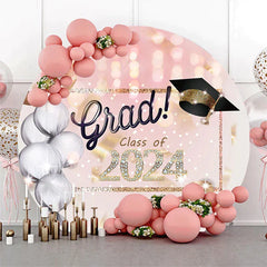 Aperturee - Diamond Glitter Pink Bokeh Circle 2024 Grad Backdrop