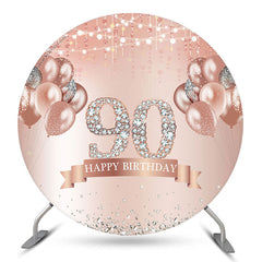 Aperturee Diamond Rose Gold Bokeh Round 90th Birthday Backdrop