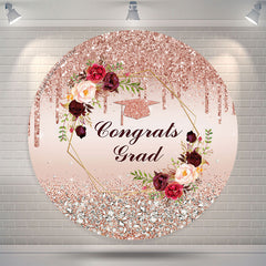 Aperturee - Diamonds Rose Gold Glitter Floral Circle Grad Backdrop