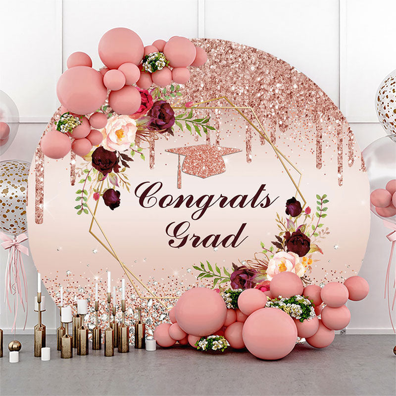 Aperturee Diamonds Rose Gold Glitter Floral Circle Grad Backdrop