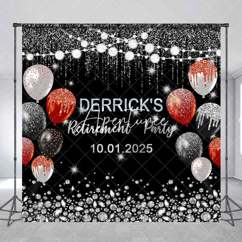 Aperturee - Diamonds Silver Sparkling Cutsom Retirement Backdrop