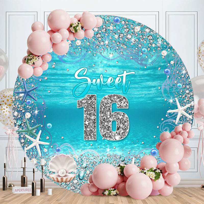 Aperturee - Diamonds Underwater Round Sweet 16 Birthday Backdrop