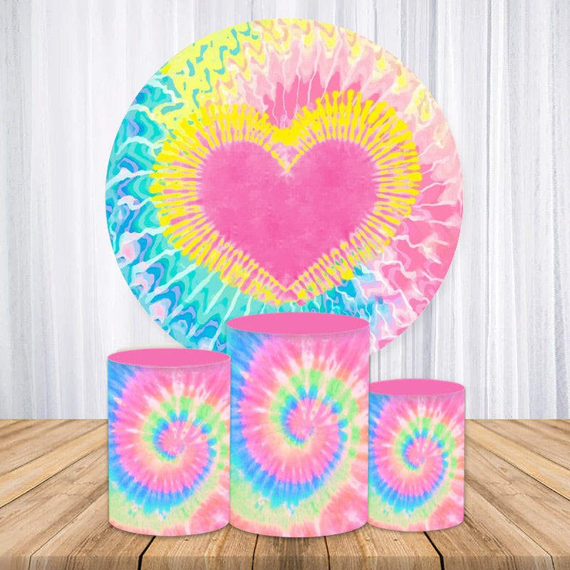 Aperturee Different Graffiti Colorful Heart Round Backdrop Kit