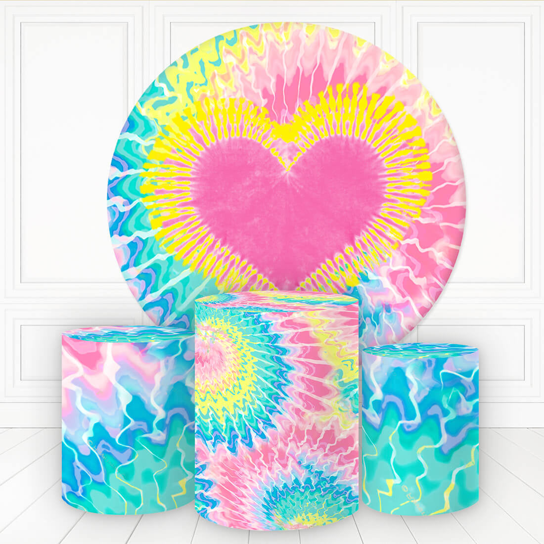 Aperturee - Different Graffiti Colorful Heart Round Backdrop Kit