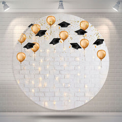 Aperturee Dim Light White Brick Wall Round Backdrop For Grad