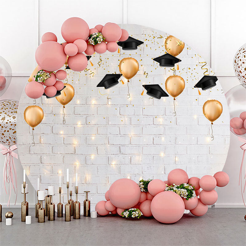 Aperturee Dim Light White Brick Wall Round Backdrop For Grad