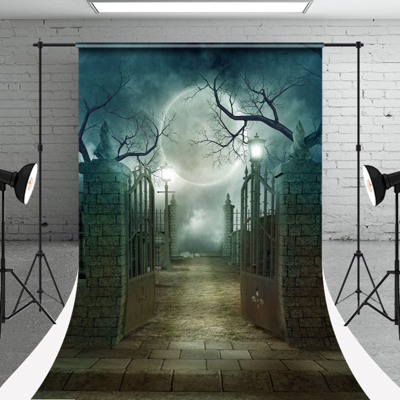 Aperturee - Dim Moon Iron Gate Halloween Photo Sweep Backdrop