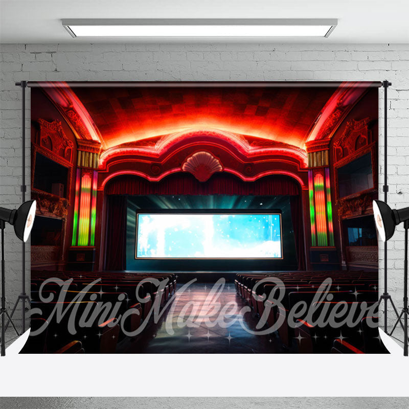 Aperturee - Dim Red Light Grand Theater Stage Photo Backdrop