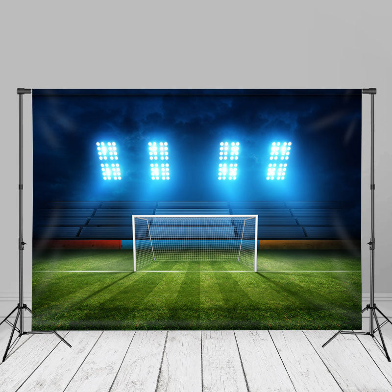 Aperturee - Dim Soccer Stadium Blue Led Light Photography Backdrop