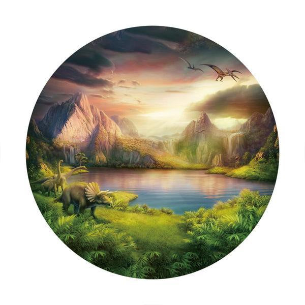 Aperturee Dinosaur And Mountain Circle Baby Shower Backdrop