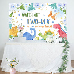 Aperturee - Dinosaur Floral Eggs Heart 2nd Birthday Backdrop