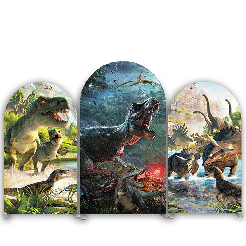 Aperturee Dinosaur Forest World Birthday Arch Backdrop Kit