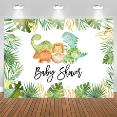 Aperturee - Dinosaur Green Forest Boho Baby Shower Backdrop