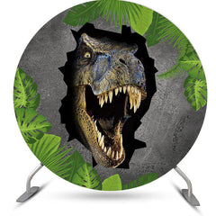 Aperturee - Dinosaur Jungle Round Birthday Backdrop Kit For Kids