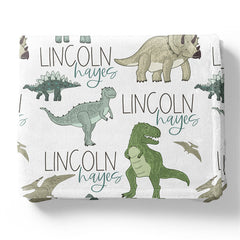 Lofaris Dinosaur Personalized Green Baby Name Blanket