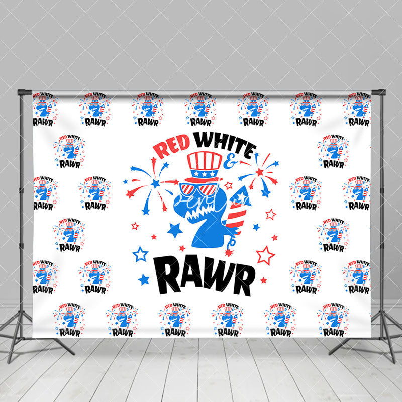 Aperturee - Dinosaur Red White Rawr Independence Day Backdrop