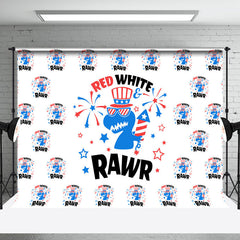 Aperturee - Dinosaur Red White Rawr Independence Day Backdrop