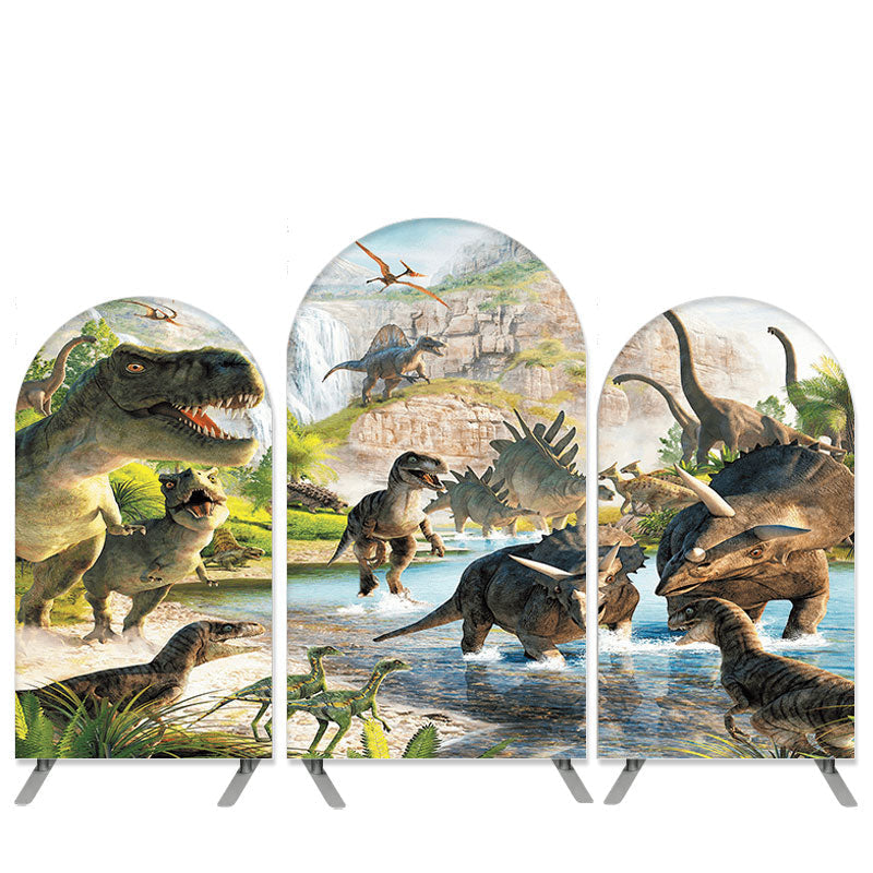 Aperturee Dinosaur Theme Fall Arch Backdrop Kit for Birthday