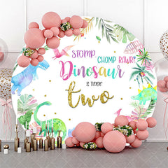 Aperturee Dinosaurs Plant Round Happy 2nd Birthday Backdrop