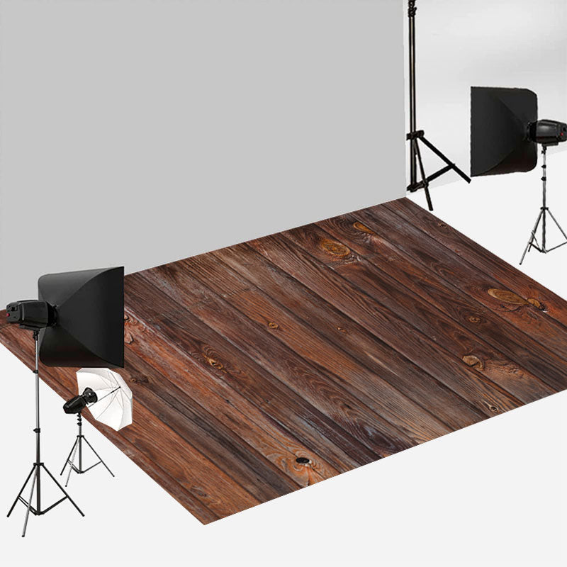 Aperturee - Dirty Reddish Brown Wood Photo Rubber Floor Mat