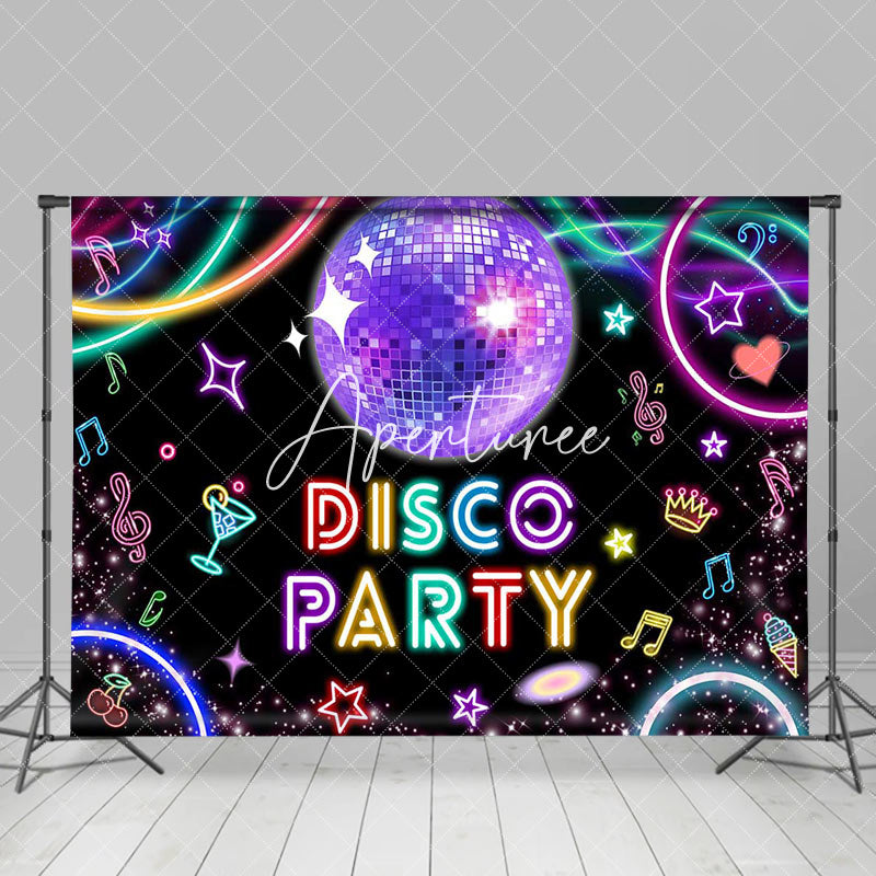 Aperturee - Disco Ball Neon Light Music Note Backdrop For Dance