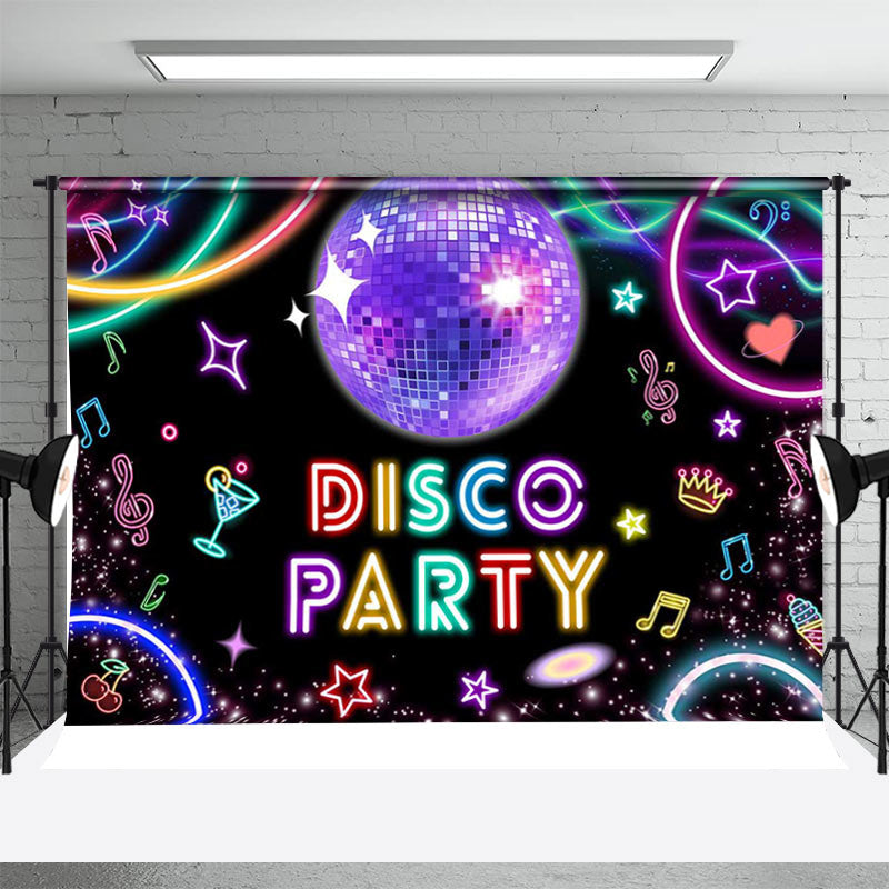 Aperturee - Disco Ball Neon Light Music Note Backdrop For Dance