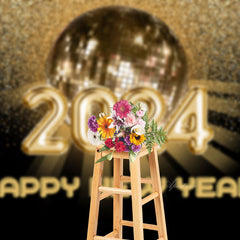 Aperturee - Disco Golden Ball Happy New Year 2023 Backdrop