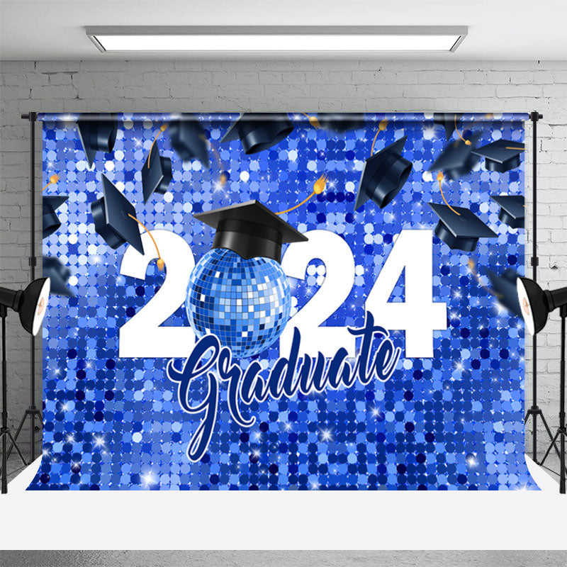 Aperturee - Disco Hats Blue Graduate 2023 Backdrop For Photo