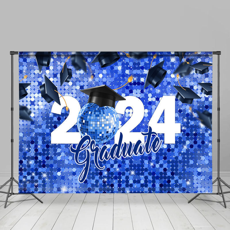 Aperturee - Disco Hats Blue Graduate 2023 Backdrop For Photo