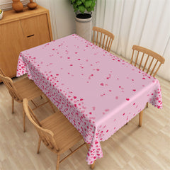 Aperturee - Dispersed Little Red Heart Pink Rectangle Tablecloth