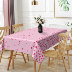 Aperturee - Dispersed Little Red Heart Pink Rectangle Tablecloth