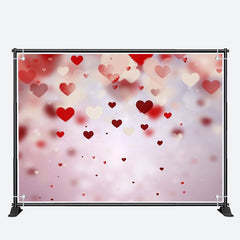 Aperturee - Dispersed Red Hearts Bokeh Valentines Day Backdrop