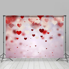 Aperturee - Dispersed Red Hearts Bokeh Valentines Day Backdrop