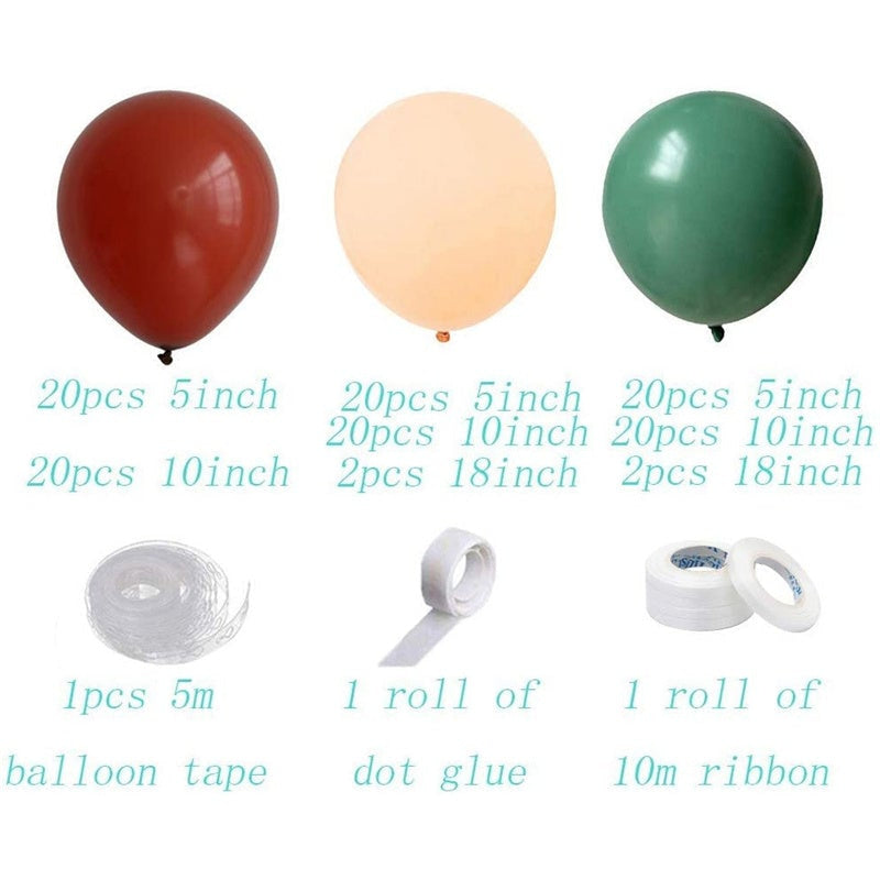 Aperturee DIY Green 127 Pack Balloon Arch Kit | Party Decorations - Beige | Red