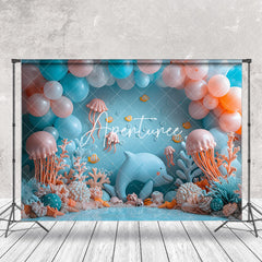 Aperturee - Dolphin Jellyfish Coral Seaworld Cake Smash Backdrop