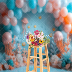 Aperturee - Dolphin Jellyfish Coral Seaworld Cake Smash Backdrop