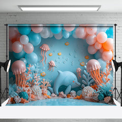 Aperturee - Dolphin Jellyfish Coral Seaworld Cake Smash Backdrop