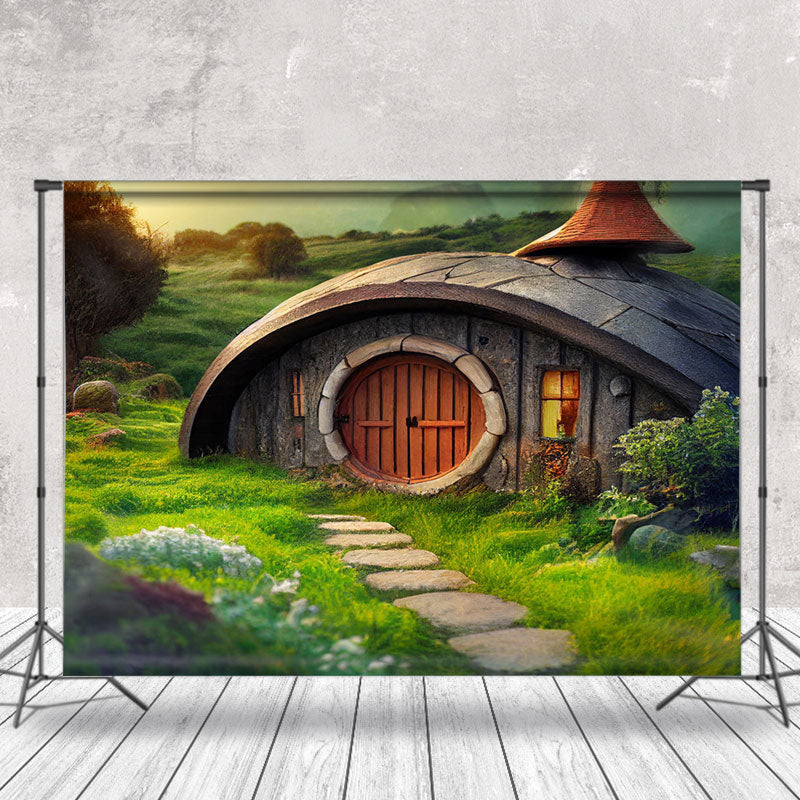 Aperturee - Dome Wooden House Grassland Photo Spring Backdrop