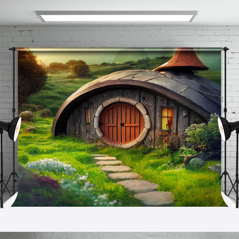 Aperturee - Dome Wooden House Grassland Photo Spring Backdrop